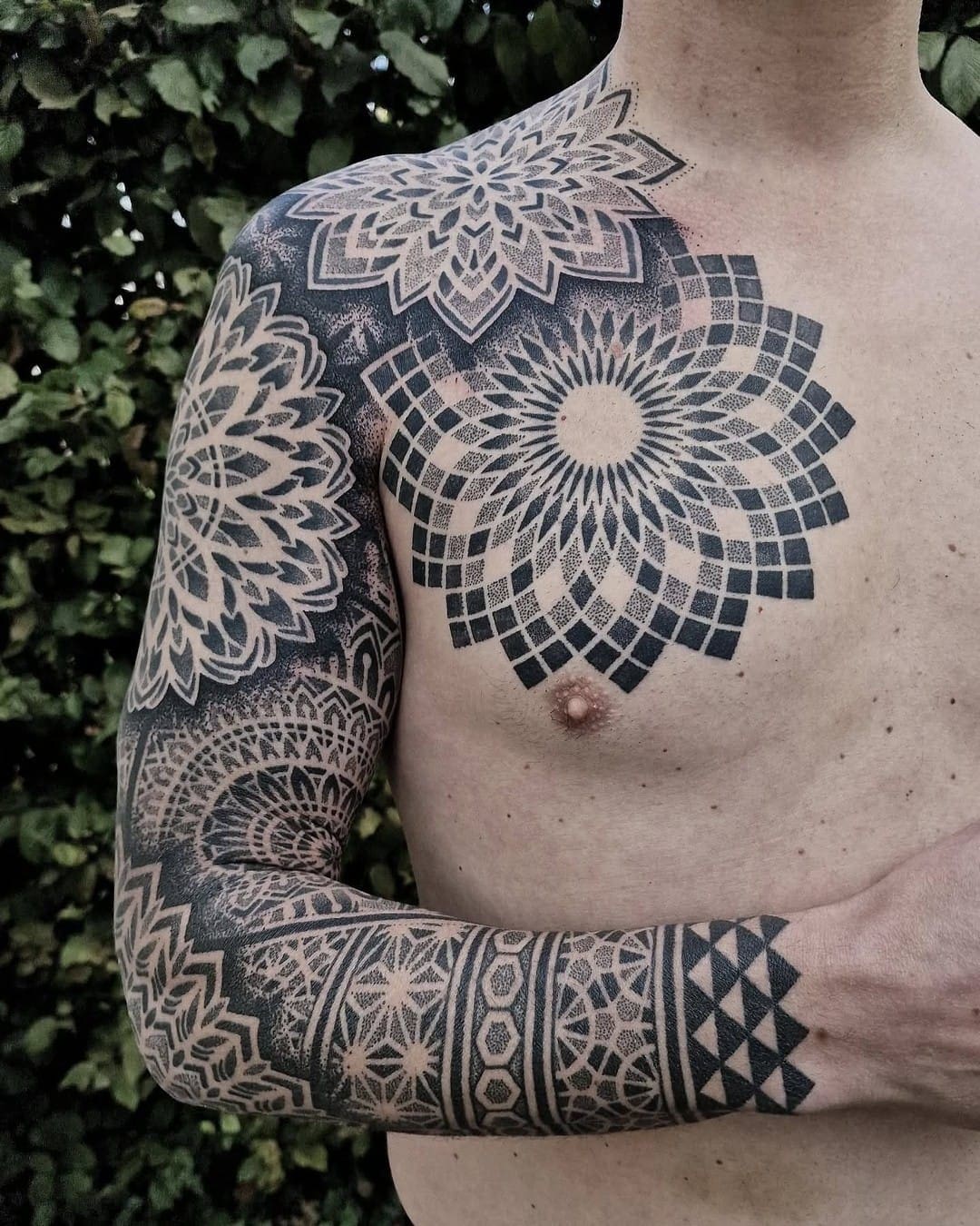 Dotwork tattoo sleeve man