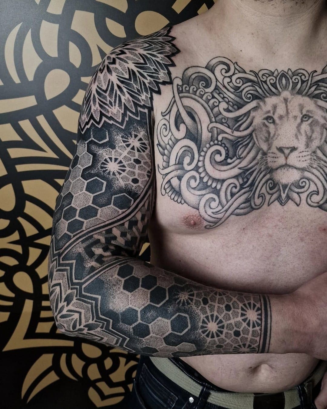 Dotwork tattoo sleeve man