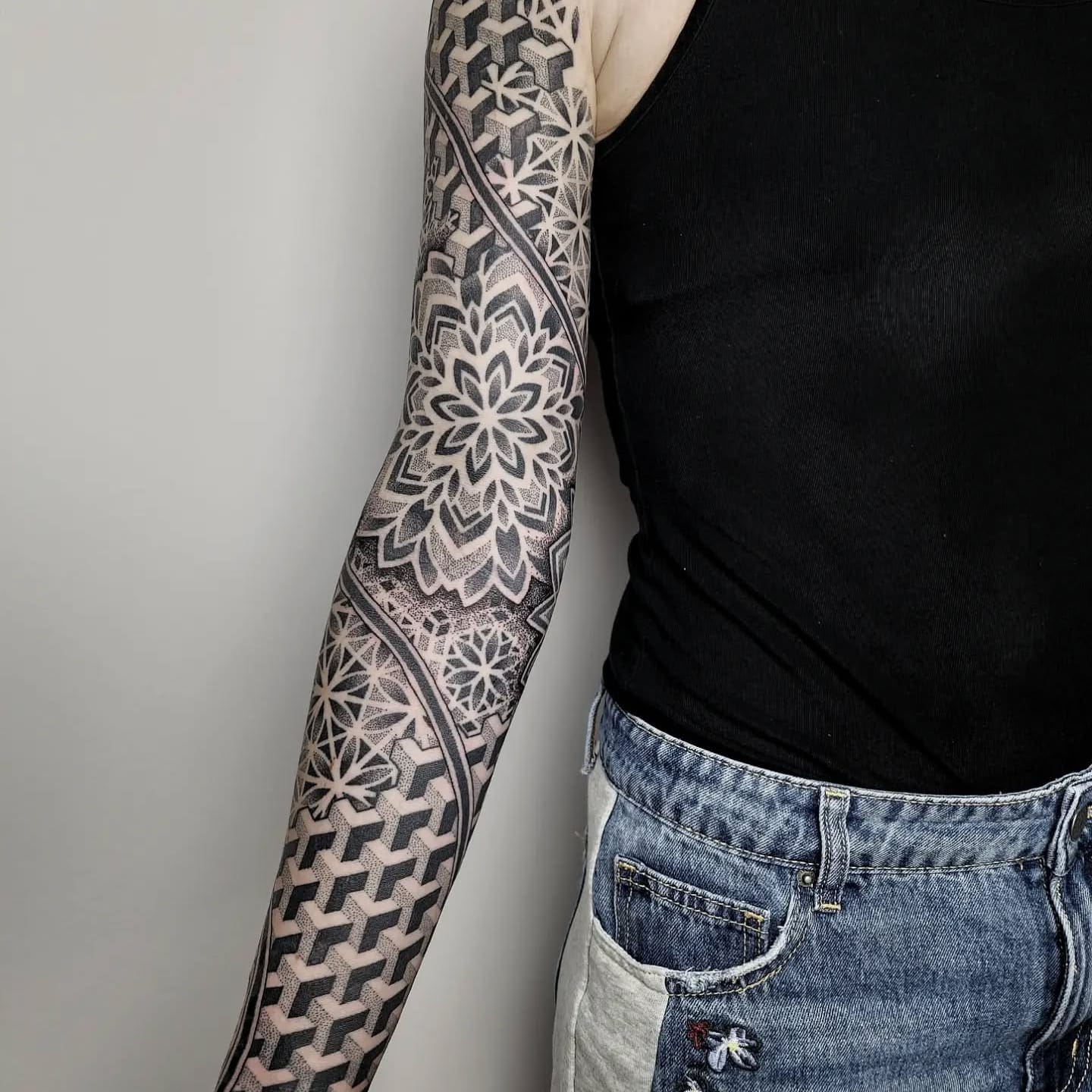 Dotwork mandala sleeve female
