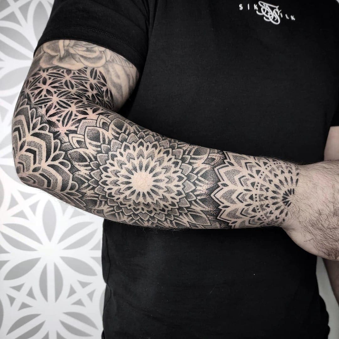 Mandala flower dotwork sleeve